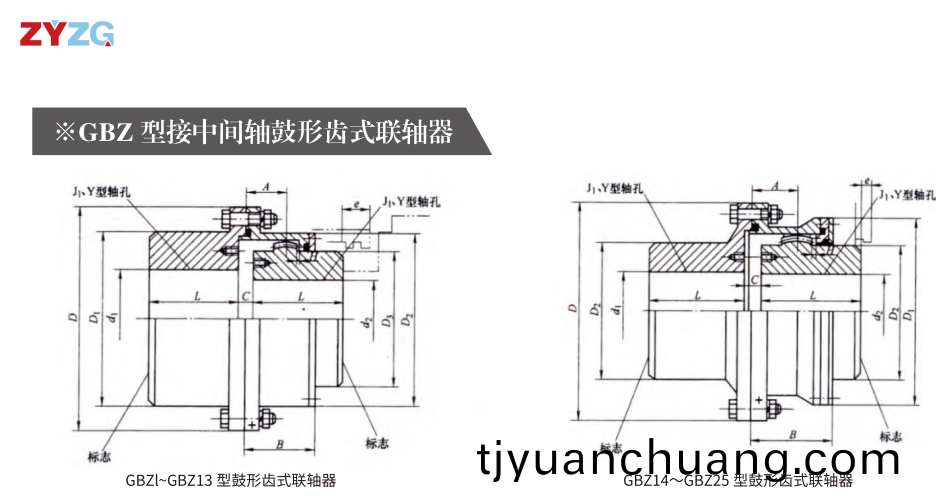 GBZ  型接中(zhong)間軸皷形齒式(shi)聯軸器