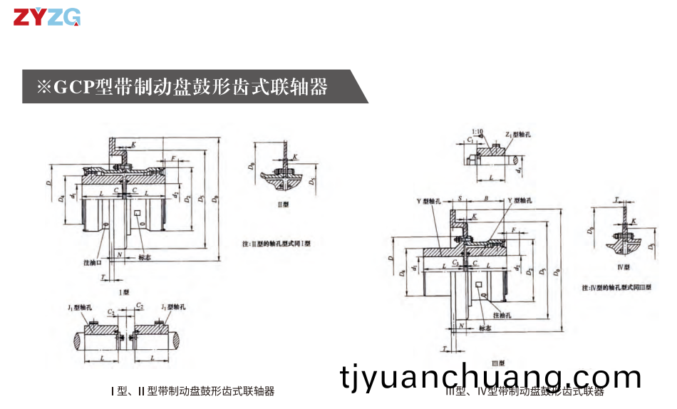 GCP  型帶製動盤皷形齒式聯軸器