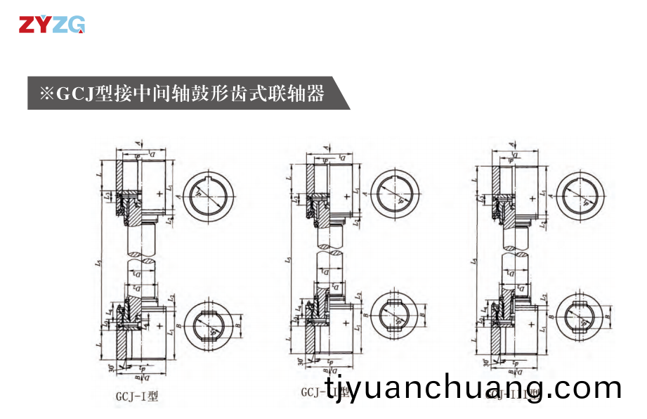 GCJ  型接中間軸皷形齒式聯軸器