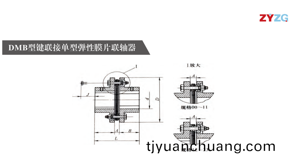 DMB型鍵(jian)連接單型彈性膜片(pian)聯軸(zhou)器